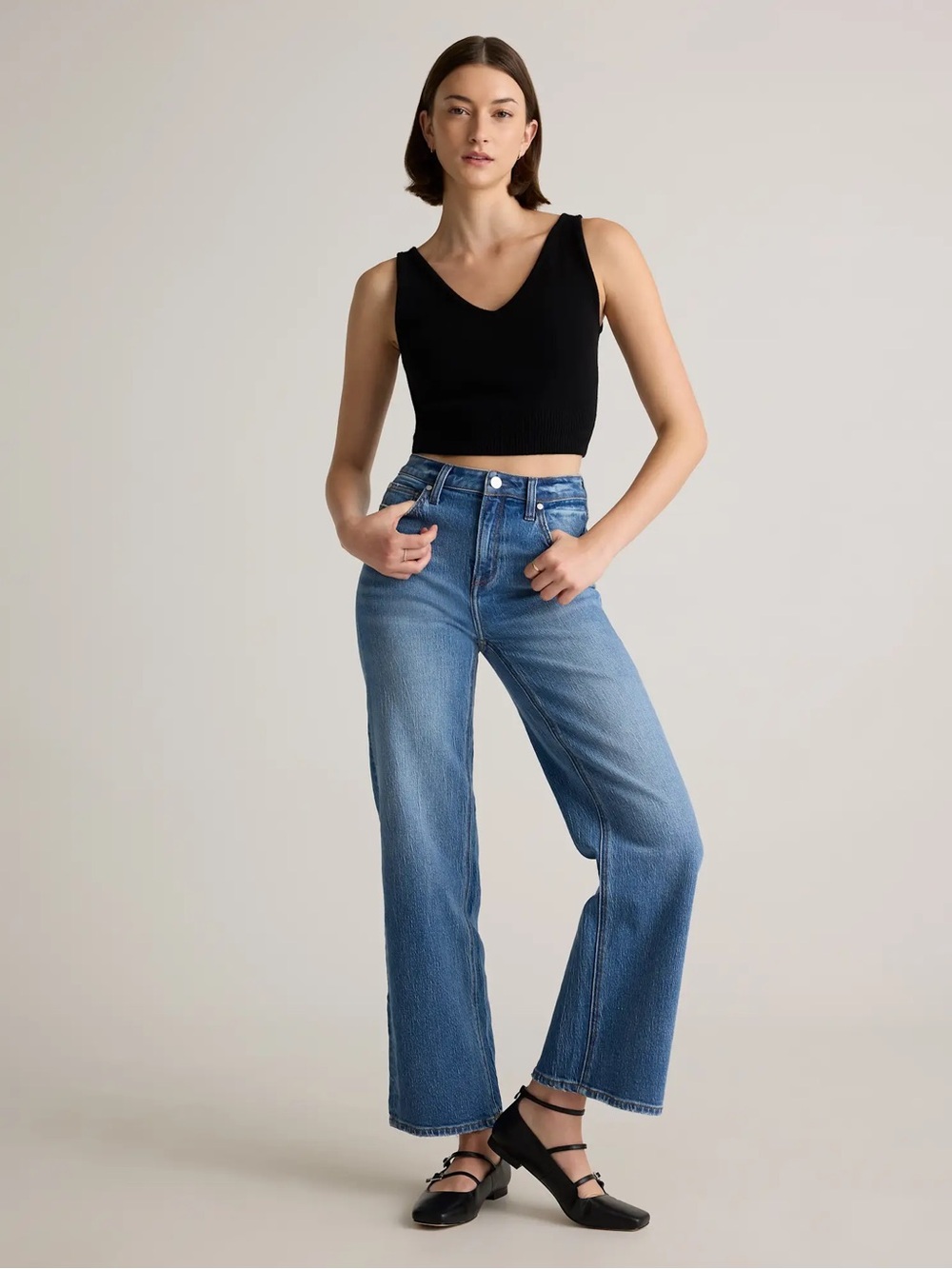 Quince Bella Relaxed Straight Leg Jeans Size 27 Essential Capsule Denim